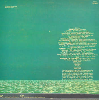 Backcover der LP Crises von Mike Oldfield