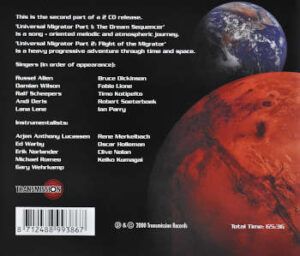 CD Album Flight of the Migrator von Ayreon, Backcover