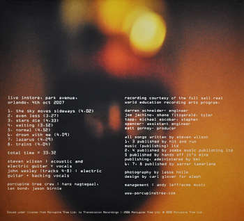 We Lost the Skyline by Porcupine Tree. Live CD. Backcover