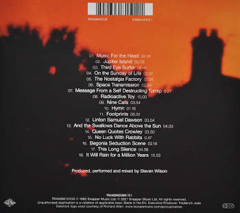 CD Album"On The Sunday Of Life" by Porcupine Tree. Backcover