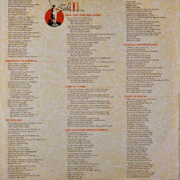 Vinyl Album "Breakfast In America" by Supertramp. Innercover Side B