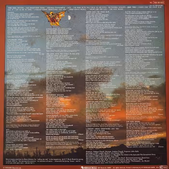 Vinyl Album "The Kick Inside" by Kate Bush. Backcover